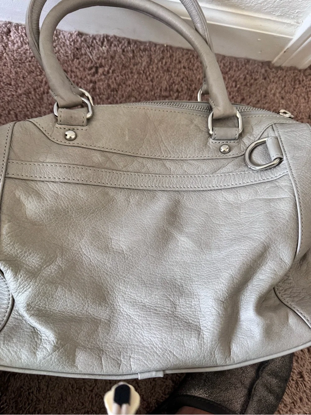 Rebecca Minkoff MAB Light Gray Leather Satchel Y2K